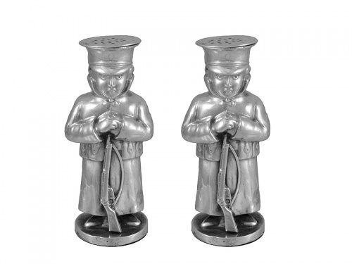 Pair Military Silver Pepper Pots 1909